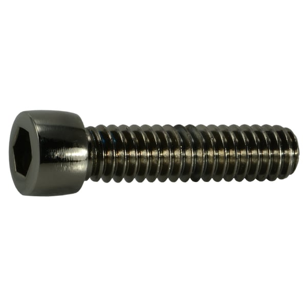 Midwest Fastener 1/4"-20 Socket Head Cap Screw, Socket, Black Chrome Plated Steel, 1 in Length, 8 PK 33486 - main